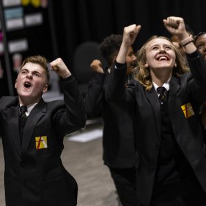 children cheering