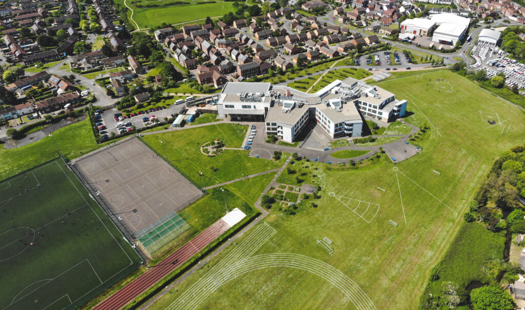 aerial view of a school