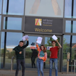 David, Lottie and Owain on results day