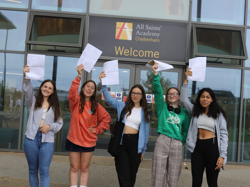 Pupils Elizabeth, Shannon, Zuzanna, Hayley and Tynika on results day